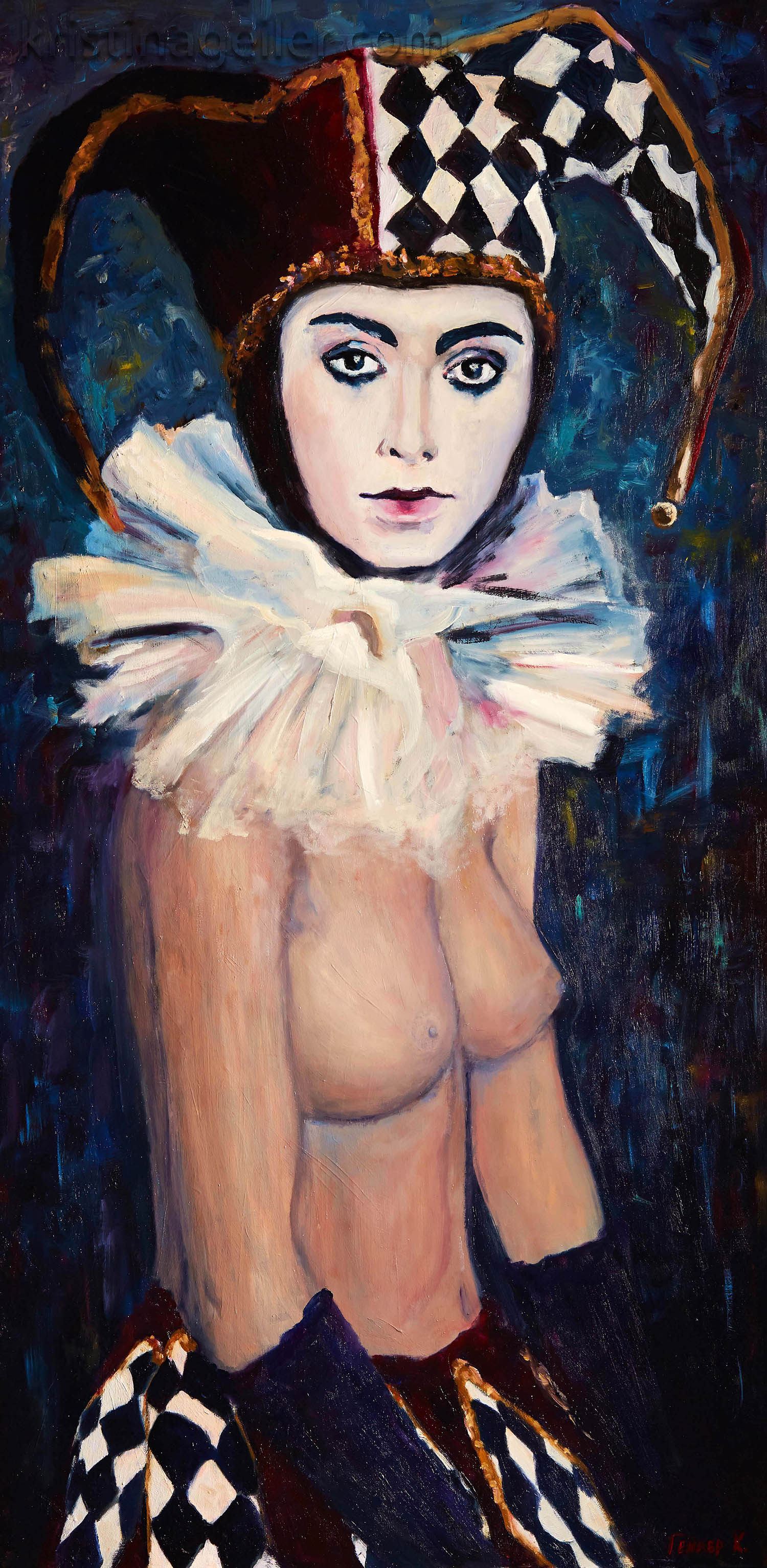 harlequin, women portrait, арлекин, картина на заказ