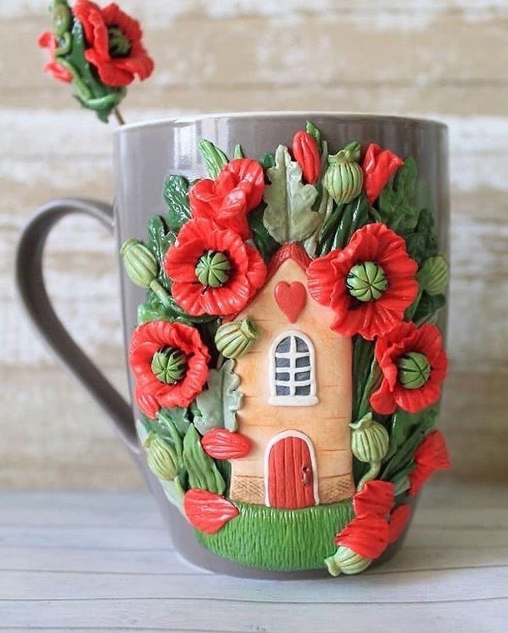 Полимерная глина. Декор кружки+ложки 