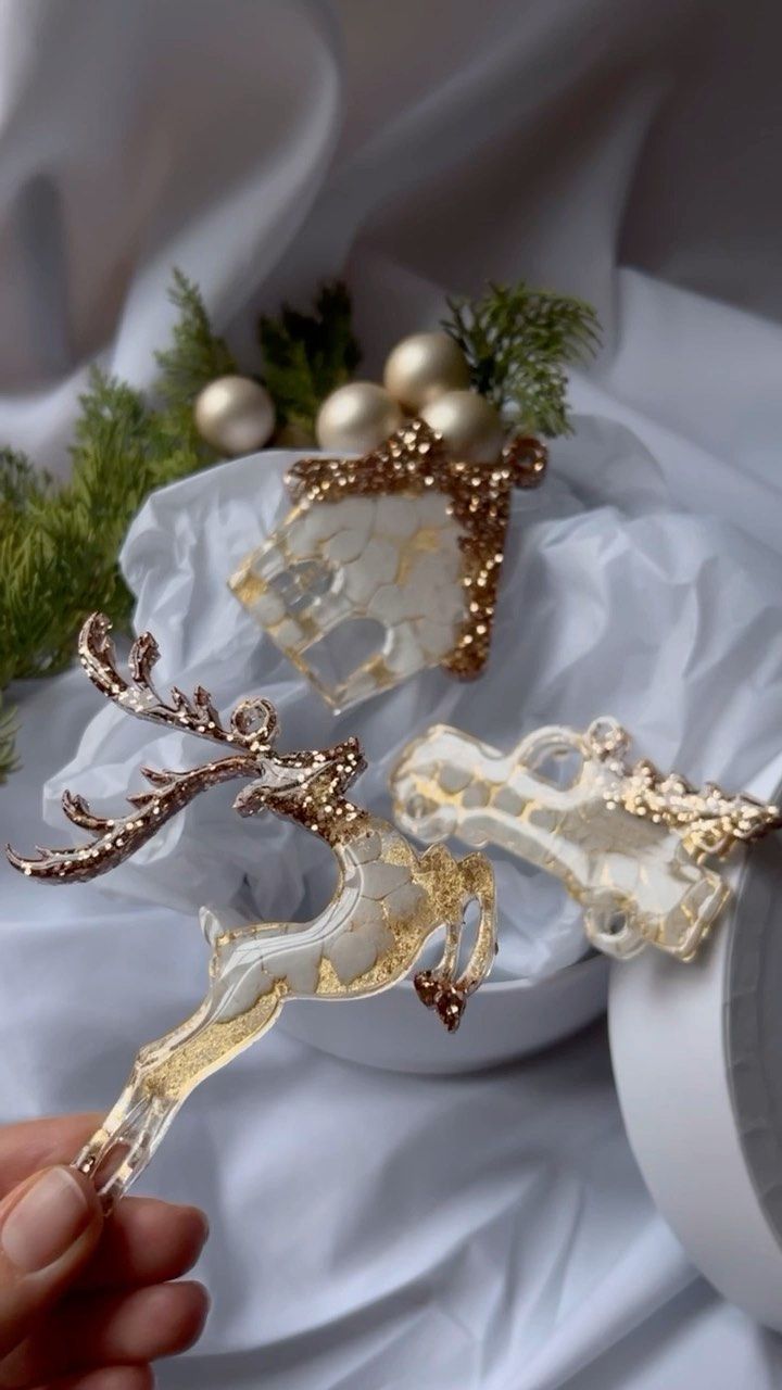 ЁЛОЧНЫЕ ИГРУШКИ ИЗ СМОЛЫ  набор из 5ти игрушек