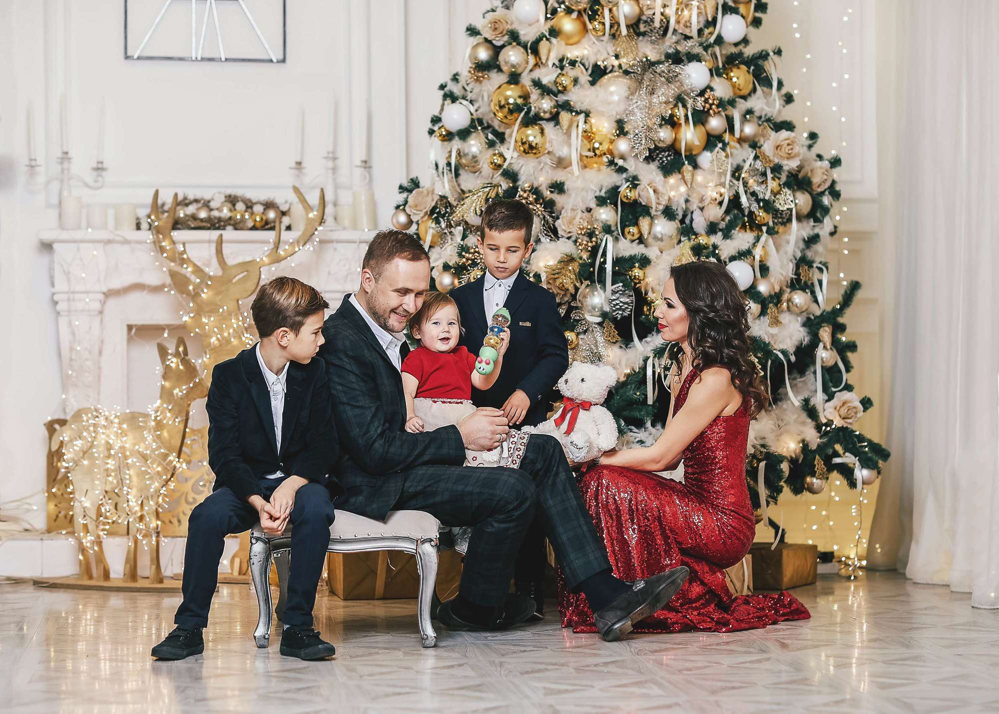 Новогодняя фотосессия для большой семьи проект то Боркинса 