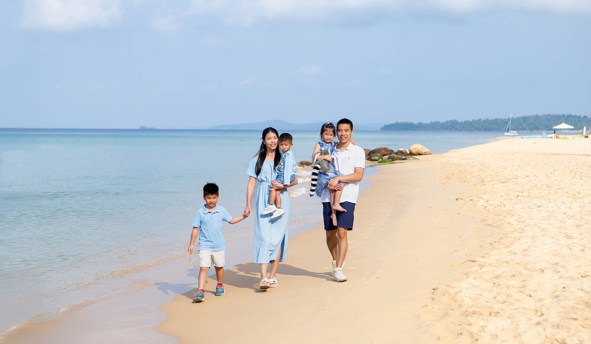 Wide white sand and calm sea on Bai Dai Beach